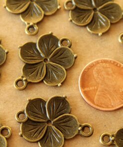 20 pc. Antique Bronze Flower 2 Hole Connector Charms, 26mm x 20mm | MIS-409