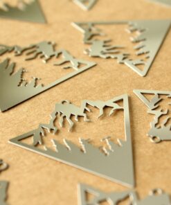 8 pc. Laser Cut Silver Mountainscape Charms, 37mm by 36.5mm, 201 Stainless Steel Pendant, Mountains Woods Outdoors Adventure | MIS-106*