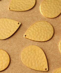 4 pc. Gold Plated Brass Hammered Teardrops: 23mm by 17mm - made in USA | GLD-218