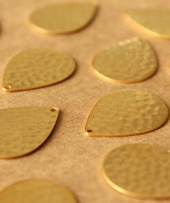 4 pc. Gold Plated Brass Hammered Teardrops: 23mm by 17mm - made in USA | GLD-218