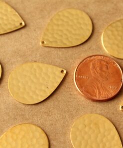 4 pc. Gold Plated Brass Hammered Teardrops: 23mm by 17mm - made in USA | GLD-218