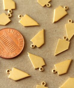 6 pc. Gold Plated Brass Nevada State Charms / Blanks: 7mm by 14mm - made in USA | GLD-224