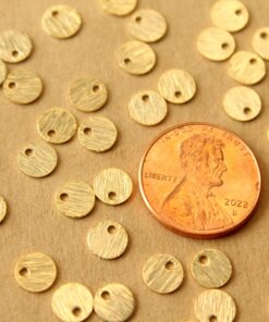 20 pc. 24K Gold Plated Brass Tiny Brushed Circle Charms, 6mm diameter | FI-227*