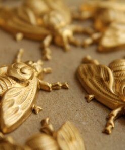 5 pc. Large Raw Brass Flies / Bees: 22mm by 18mm - made in USA | RB-164