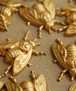 5 pc. Large Raw Brass Flies / Bees: 22mm by 18mm - made in USA | RB-164