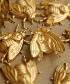 5 pc. Large Raw Brass Flies / Bees: 22mm by 18mm - made in USA | RB-164