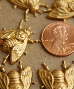 5 pc. Large Raw Brass Flies / Bees: 22mm by 18mm - made in USA | RB-164