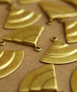 10 pc. Raw Brass Layered Quarter Circle Charms: 18mm by 15mm - made in USA | RB-176
