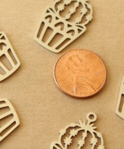 2 pc. Stainless Steel Potted Cactus Charms, 30mm x 17.5mm | MIS-503