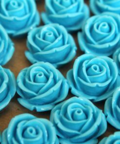 CLOSEOUT - 10 pc. Sky Blue Large Rose Cabochons 19mm | RES-331
