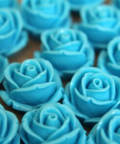 CLOSEOUT - 10 pc. Sky Blue Large Rose Cabochons 19mm | RES-331