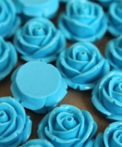 CLOSEOUT - 10 pc. Sky Blue Large Rose Cabochons 19mm | RES-331