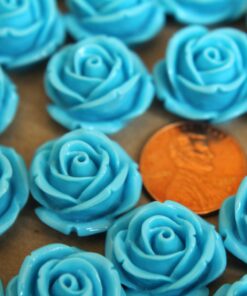 CLOSEOUT - 10 pc. Sky Blue Large Rose Cabochons 19mm | RES-331