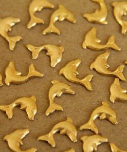 14 pc. Tiny Raw Brass Dolphins: 10mm by 8.5mm - made in USA | RB-265