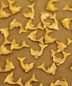 14 pc. Tiny Raw Brass Dolphins: 10mm by 8.5mm - made in USA | RB-265