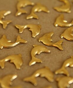 14 pc. Tiny Raw Brass Dolphins: 10mm by 8.5mm - made in USA | RB-265