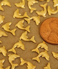 14 pc. Tiny Raw Brass Dolphins: 10mm by 8.5mm - made in USA | RB-265