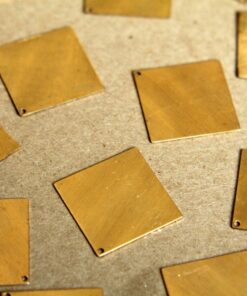 6 pc. Large Raw Brass Squares - Corner Hole: 21mm by 21mm - made in USA | RB-302