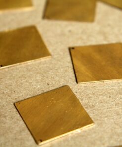 6 pc. Large Raw Brass Squares - Corner Hole: 21mm by 21mm - made in USA | RB-302