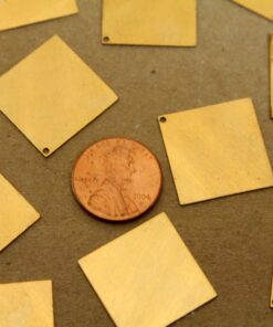 6 pc. Large Raw Brass Squares - Corner Hole: 21mm by 21mm - made in USA | RB-302