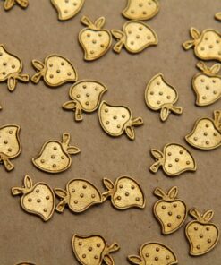 10 pc. Small Raw Brass Embossed Strawberry: 10mm by 7mm - made in USA | RB-339