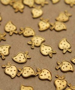 10 pc. Small Raw Brass Embossed Strawberry: 10mm by 7mm - made in USA | RB-339
