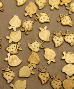 10 pc. Small Raw Brass Embossed Strawberry: 10mm by 7mm - made in USA | RB-339
