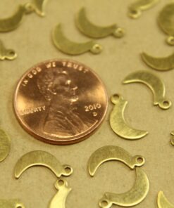 20 pc. Raw Brass Moon Charms: 11mm by 6mm - made in USA | RB-437