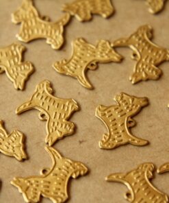 6 pc. Raw Brass Terrier Charms: 16mm by 14mm - made in USA | RB-560