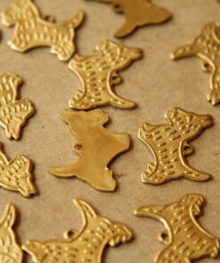 6 pc. Raw Brass Terrier Charms: 16mm by 14mm - made in USA | RB-560