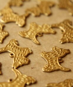 6 pc. Raw Brass Terrier Charms: 16mm by 14mm - made in USA | RB-560