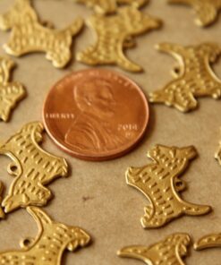 6 pc. Raw Brass Terrier Charms: 16mm by 14mm - made in USA | RB-560