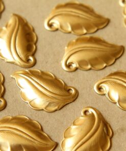 2 pc. Jumbo Raw Brass Curved Leaves: 31mm by 20mm - made in USA | RB-568