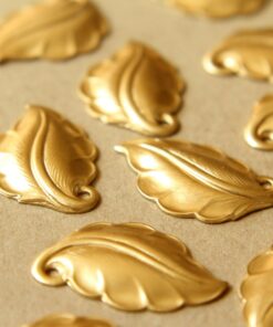 2 pc. Jumbo Raw Brass Curved Leaves: 31mm by 20mm - made in USA | RB-568