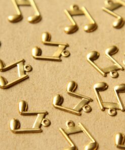 18 pc. Small Raw Brass Eighth Note Charms: 11mm by 12mm - made in USA | RB-613