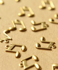 18 pc. Small Raw Brass Eighth Note Charms: 11mm by 12mm - made in USA | RB-613
