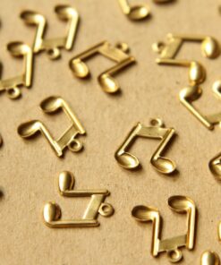 18 pc. Small Raw Brass Eighth Note Charms: 11mm by 12mm - made in USA | RB-613