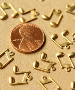18 pc. Small Raw Brass Eighth Note Charms: 11mm by 12mm - made in USA | RB-613