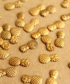 10 pc. Tiny Raw Brass Pineapples: 9.5mm by 5mm - made in USA tropical fruit summer holiday vacation Hawaii food | RB-645