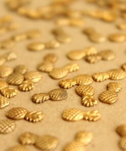 10 pc. Tiny Raw Brass Pineapples: 9.5mm by 5mm - made in USA tropical fruit summer holiday vacation Hawaii food | RB-645