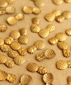 10 pc. Tiny Raw Brass Pineapples: 9.5mm by 5mm - made in USA tropical fruit summer holiday vacation Hawaii food | RB-645