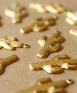 12 pc. Raw Brass Cactus Charms, 27mm by 13mm - made in USA | RB-719