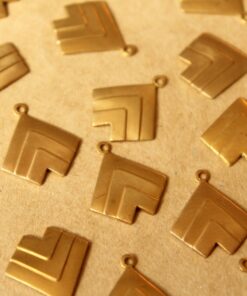 12 pc. Raw Brass Geometric Dangle Charms : 19mm by 17mm - made in USA | RB-741