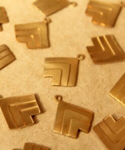 12 pc. Raw Brass Geometric Dangle Charms : 19mm by 17mm - made in USA | RB-741