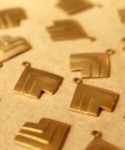 12 pc. Raw Brass Geometric Dangle Charms : 19mm by 17mm - made in USA | RB-741