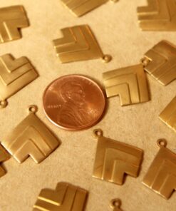 12 pc. Raw Brass Geometric Dangle Charms : 19mm by 17mm - made in USA | RB-741