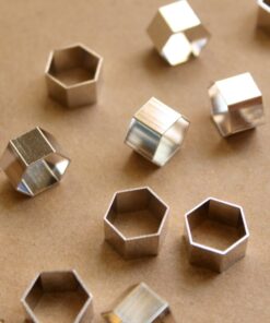 10 pc. Silver Plated Brass Hexagon Tube Beads, 12mm by 8mm | FI-286