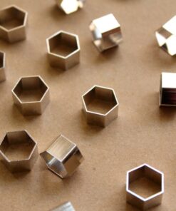 10 pc. Silver Plated Brass Hexagon Tube Beads, 12mm by 8mm | FI-286