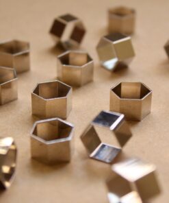 10 pc. Silver Plated Brass Hexagon Tube Beads, 12mm by 8mm | FI-286