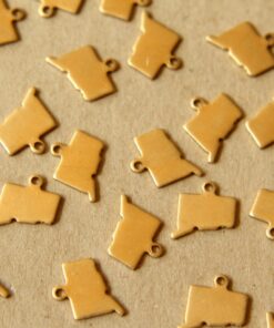 8 pc. Raw Brass Connecticut State Charms / Blanks: 10mm by 10mm - made in USA | RB-971